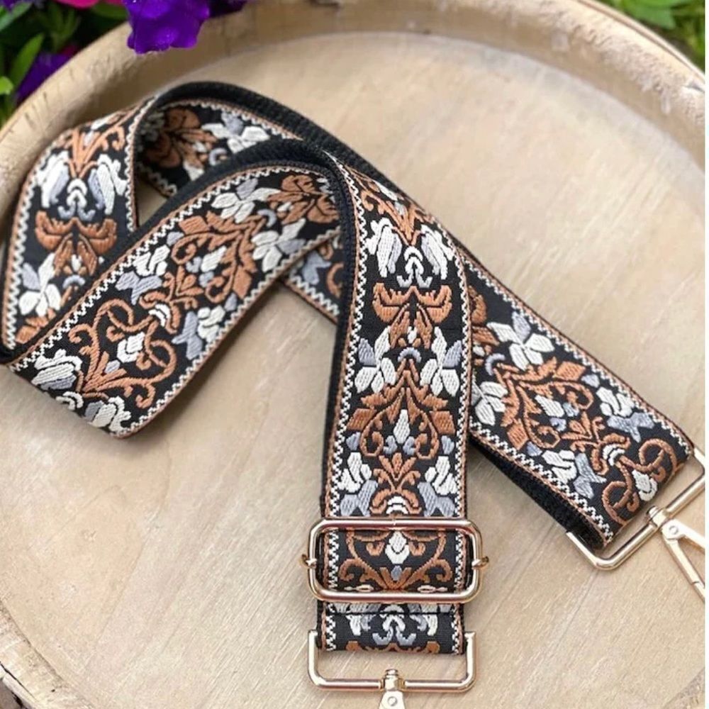 Alba Black and Brown Embroidered Strap